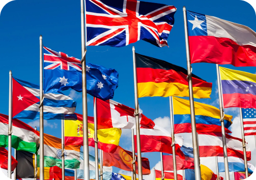 flags from many nations around the world